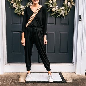 Gibson look black long sleeve jumpsuit size medium